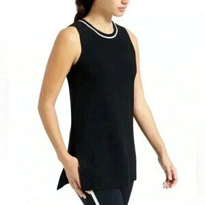 Athleta On the Town Black White Ribbed Sleeveless Tunic Top